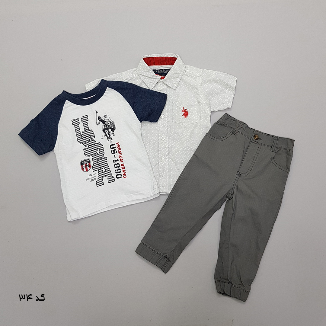 ست سه تکه پسرانه 27519 سایز 12 ماه تا 7 سال مارک US POLO ASSN   *