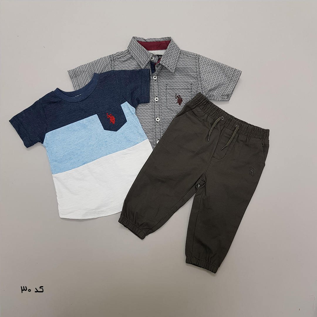 ست سه تکه پسرانه 27519 سایز 12 ماه تا 7 سال مارک US POLO ASSN   *