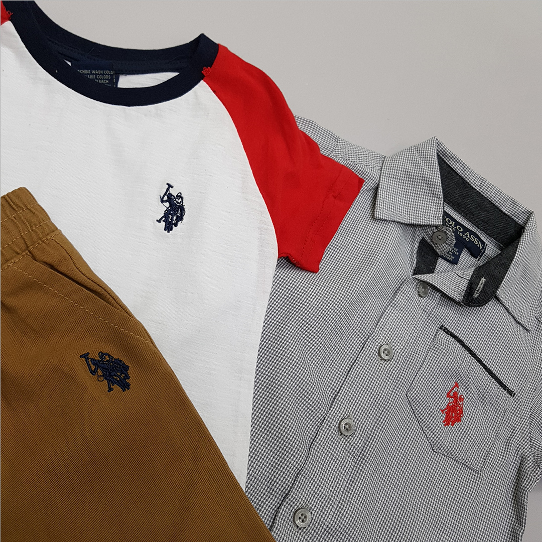 ست سه تکه پسرانه 27519 سایز 12 ماه تا 7 سال مارک US POLO ASSN   *